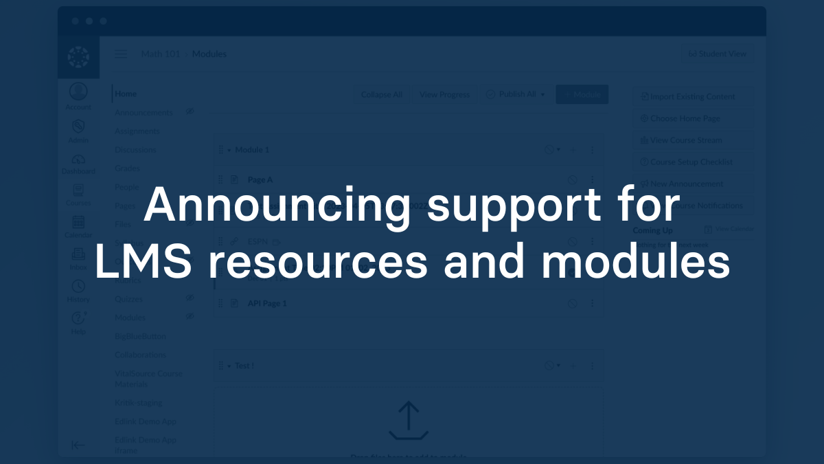 Announcing support for LMS resources and modules