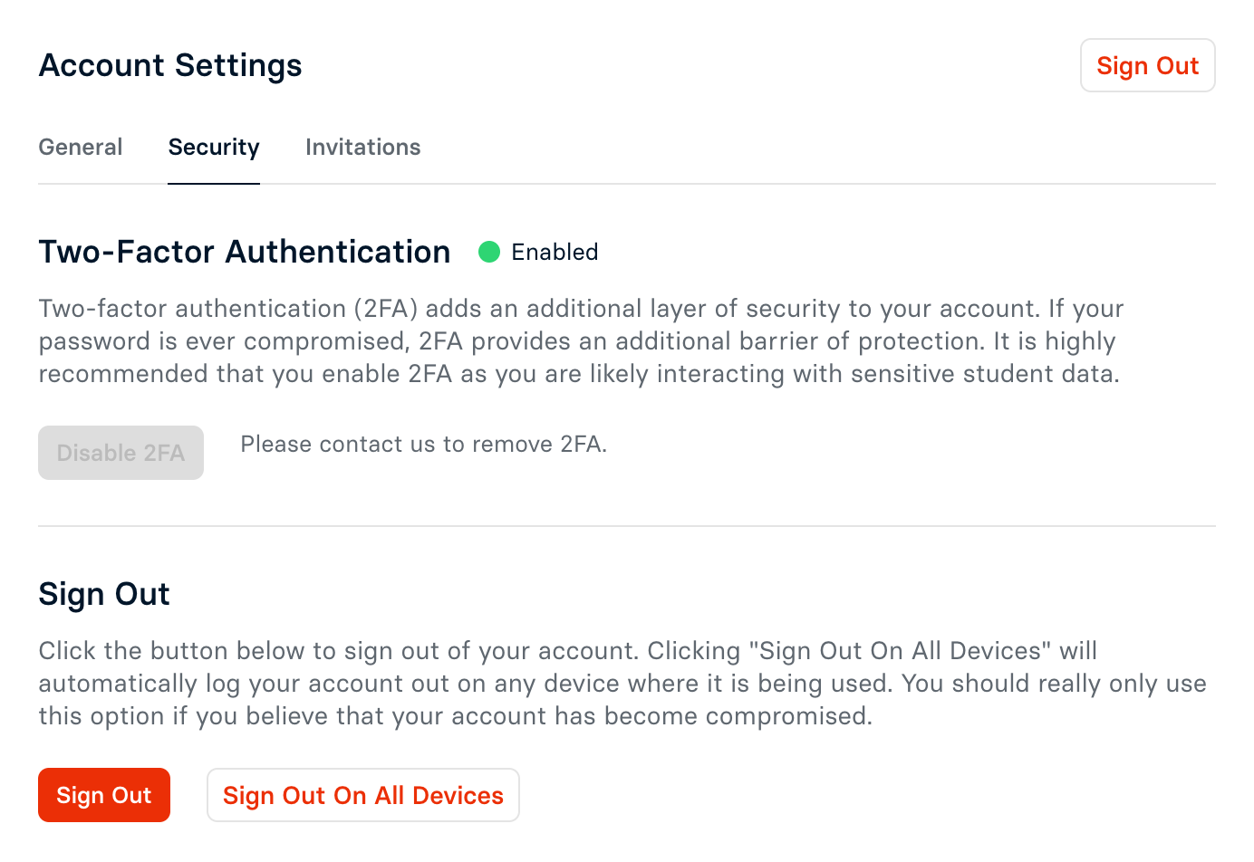Sign Out on All Devices