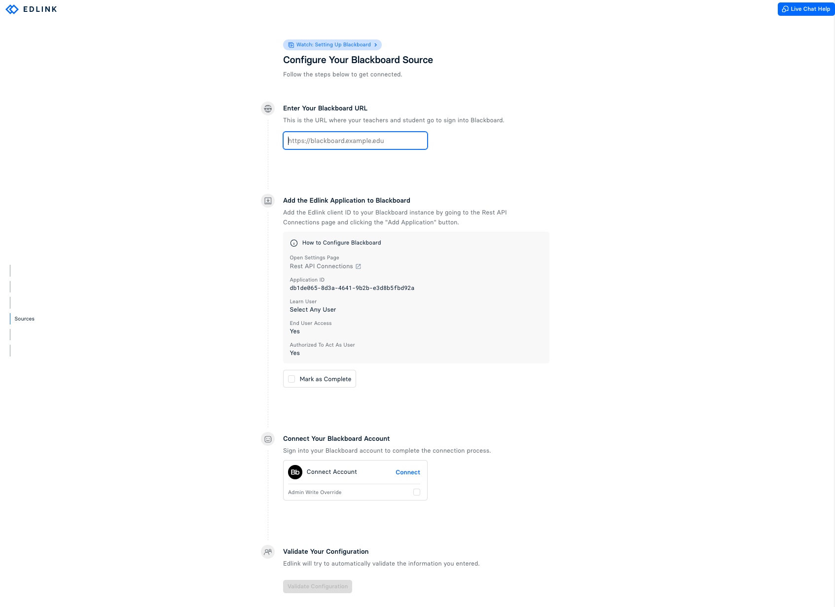 Blackboard Integration Page