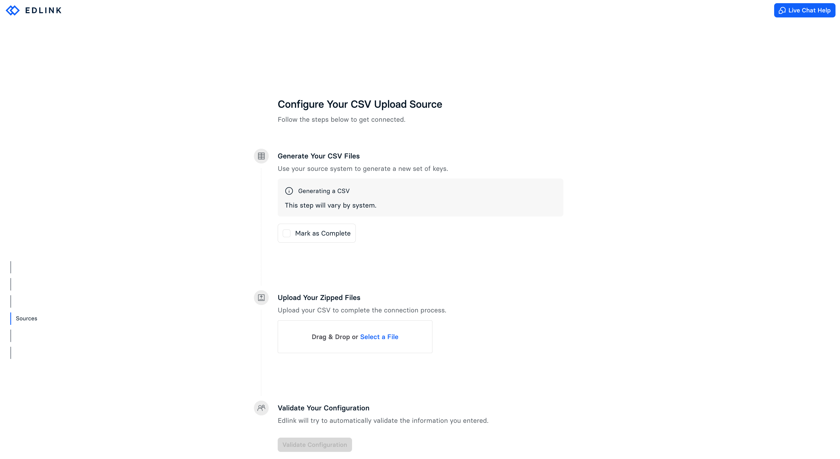 CSV Integration Page