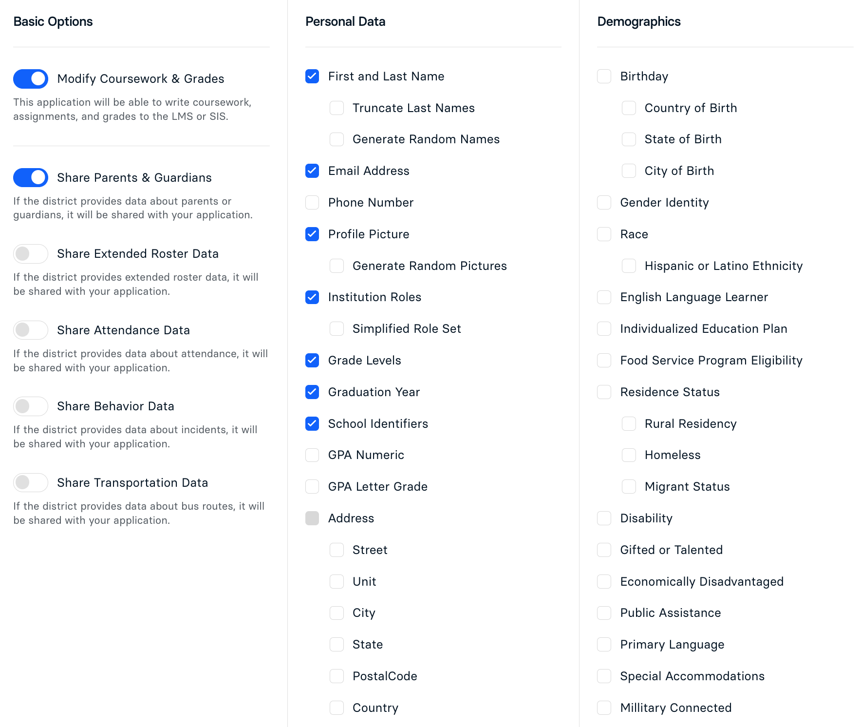 Default sharing settings