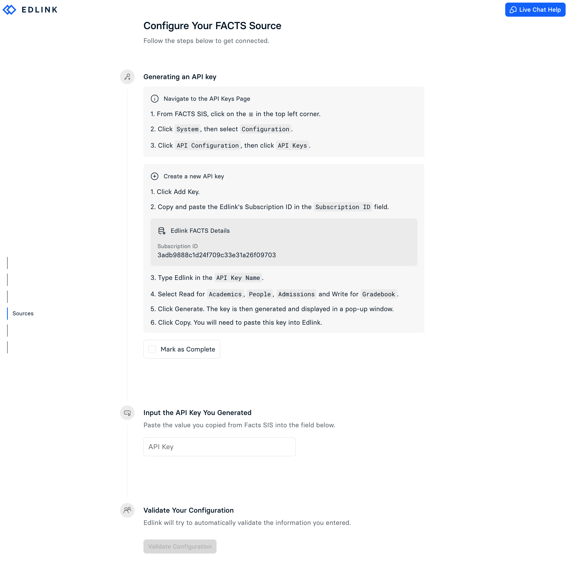 FACTS Integration Page