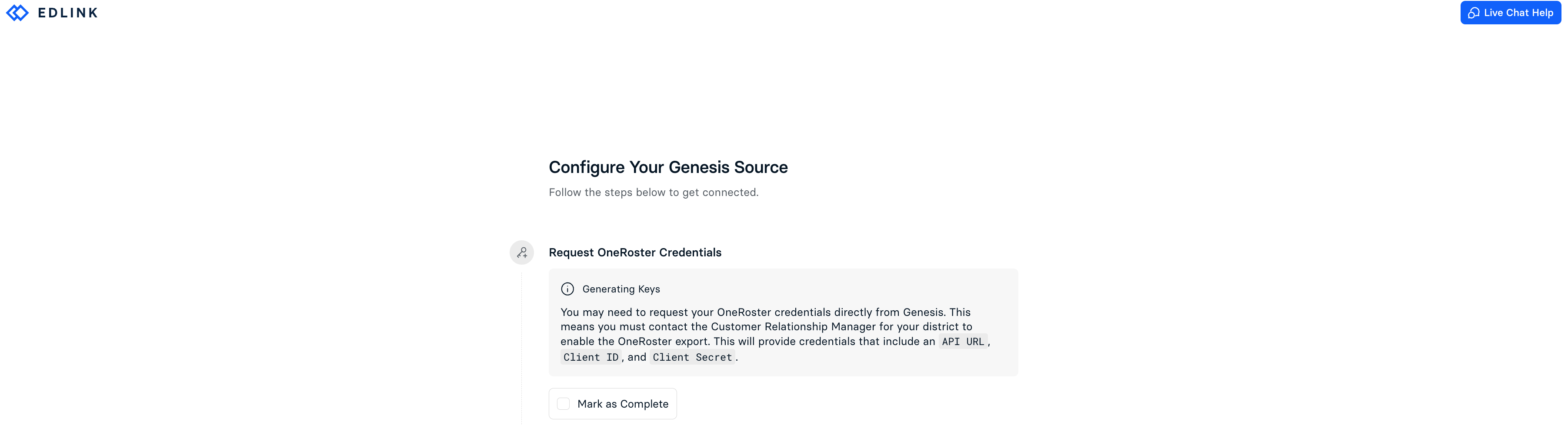 Genesis Integration Page