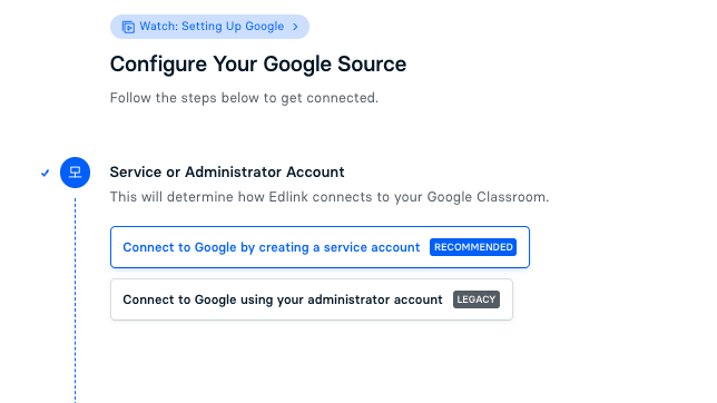 Google Connection Screen