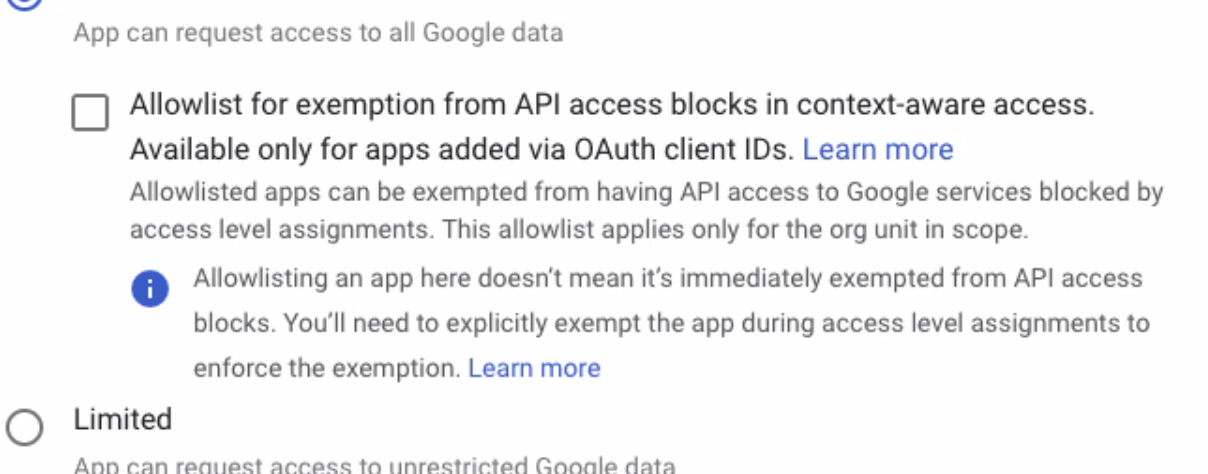 Trusted Access Configuration