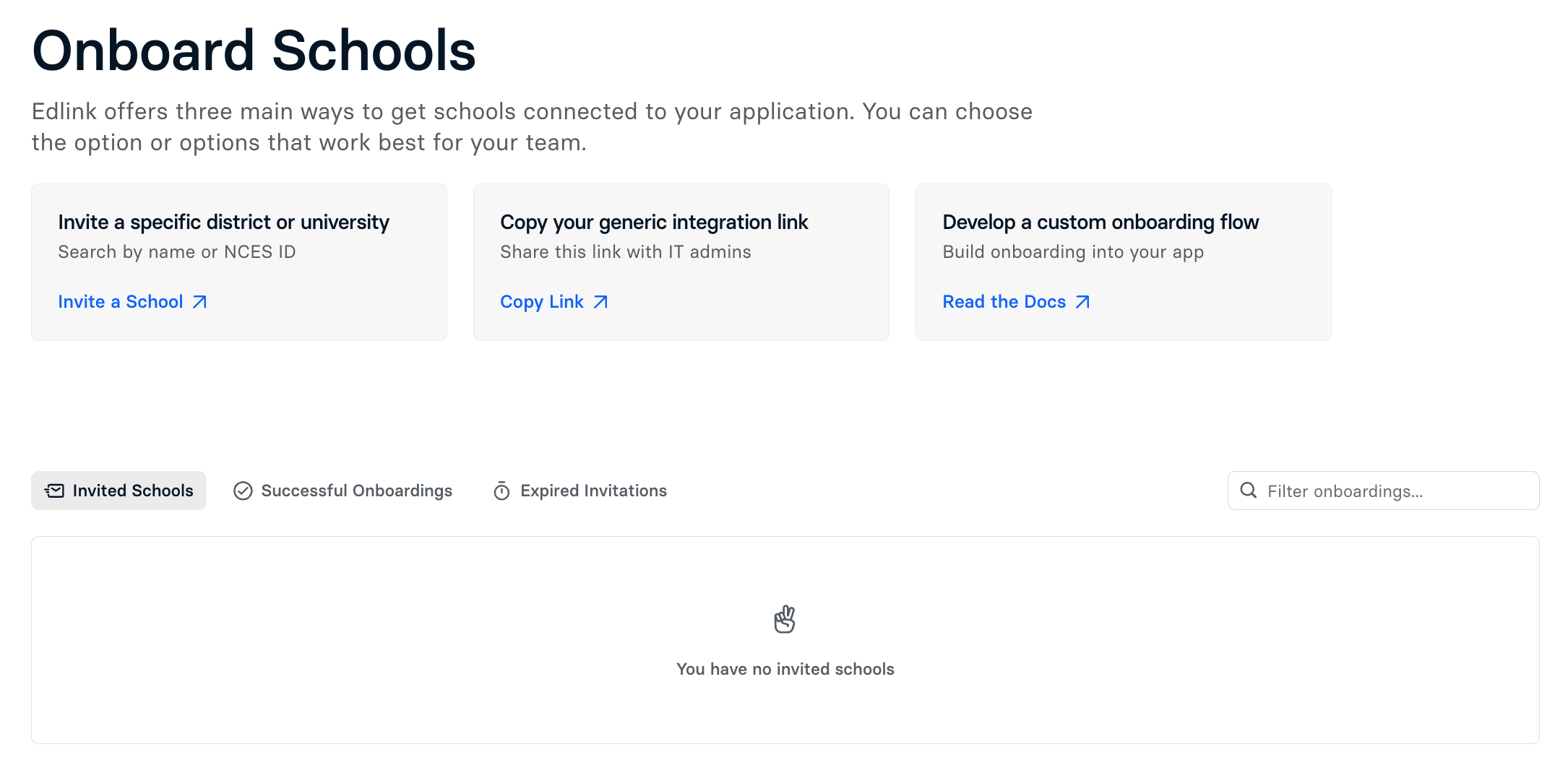 Onboard Schools page