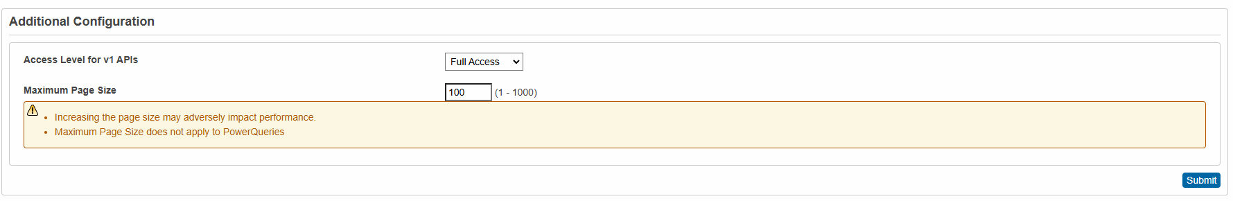 Page to provide full access to API for plugin