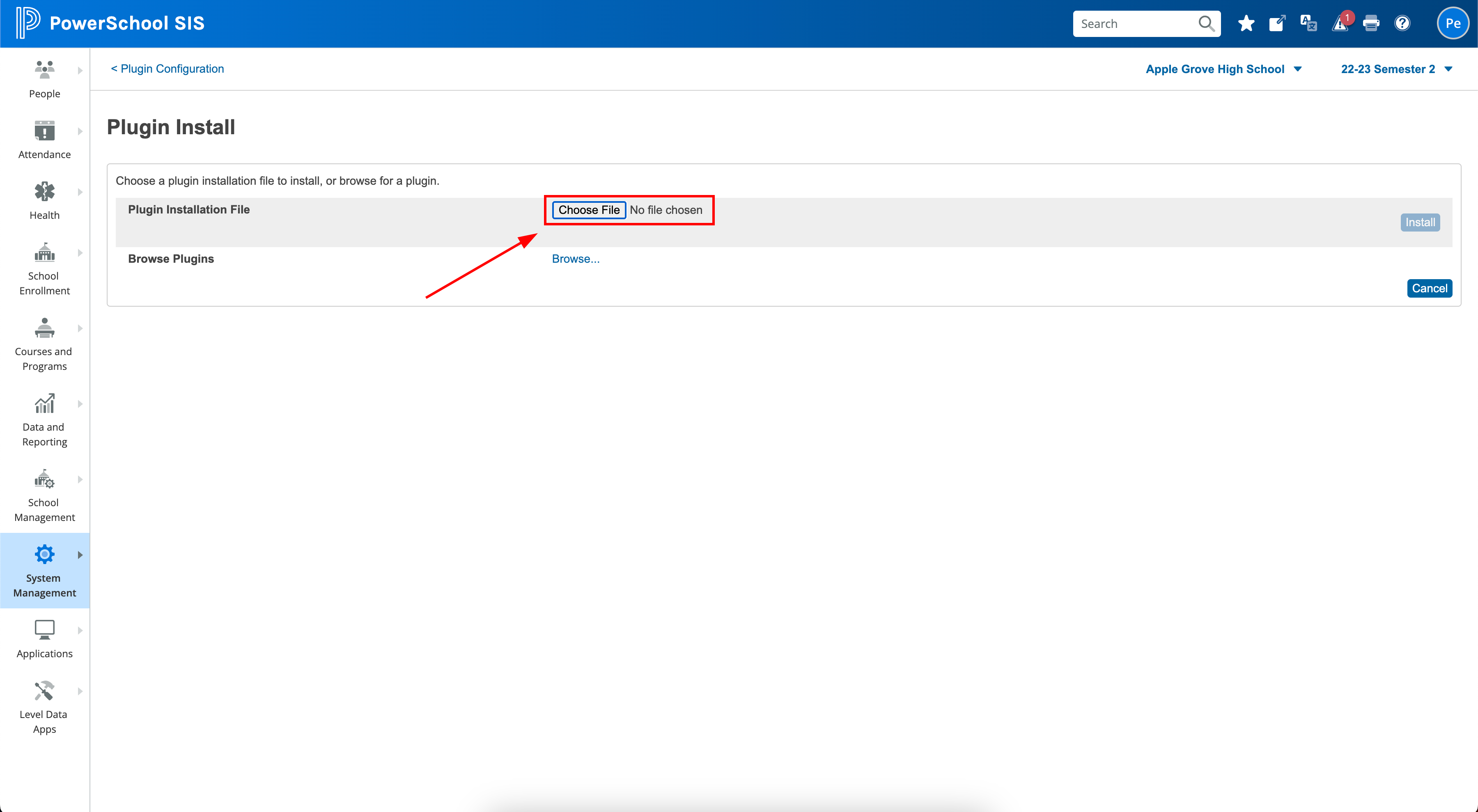 Choose File in Powerschool