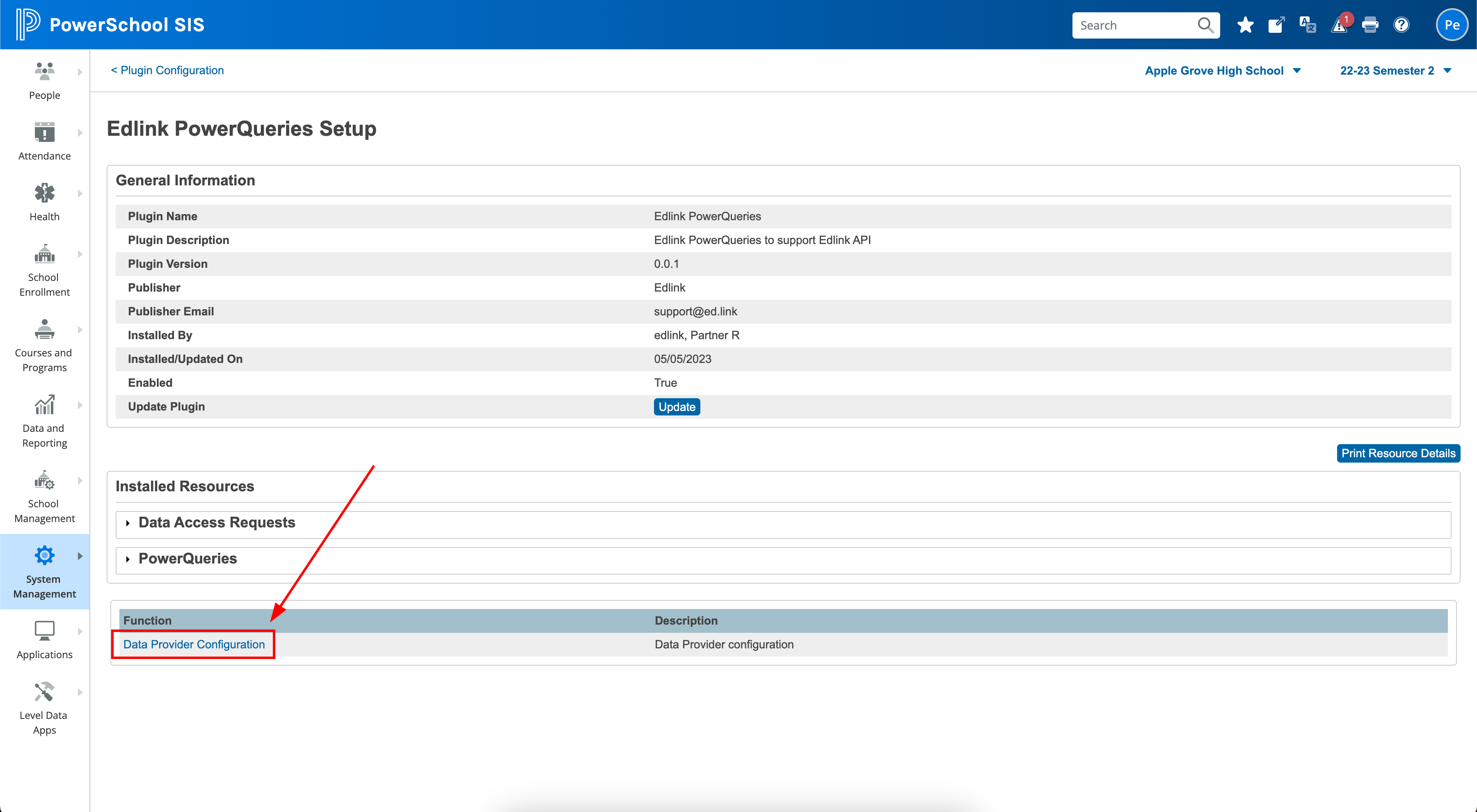 Data Configuration Page for Plugin