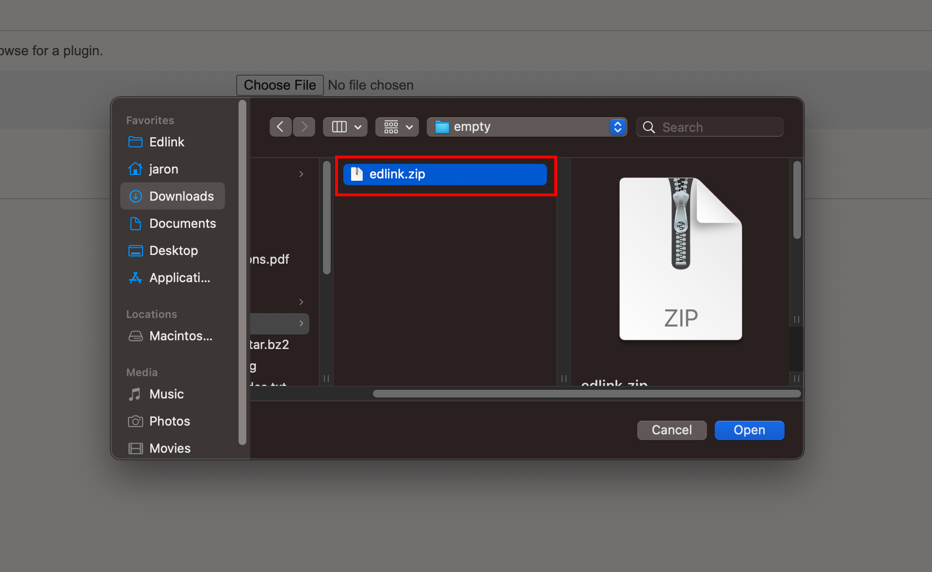 Select File from computer