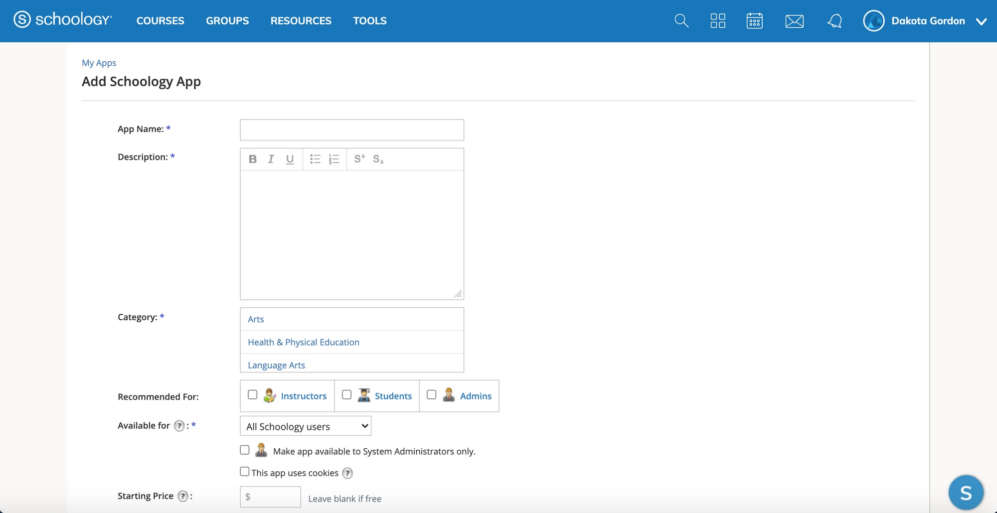 Add LTI Form