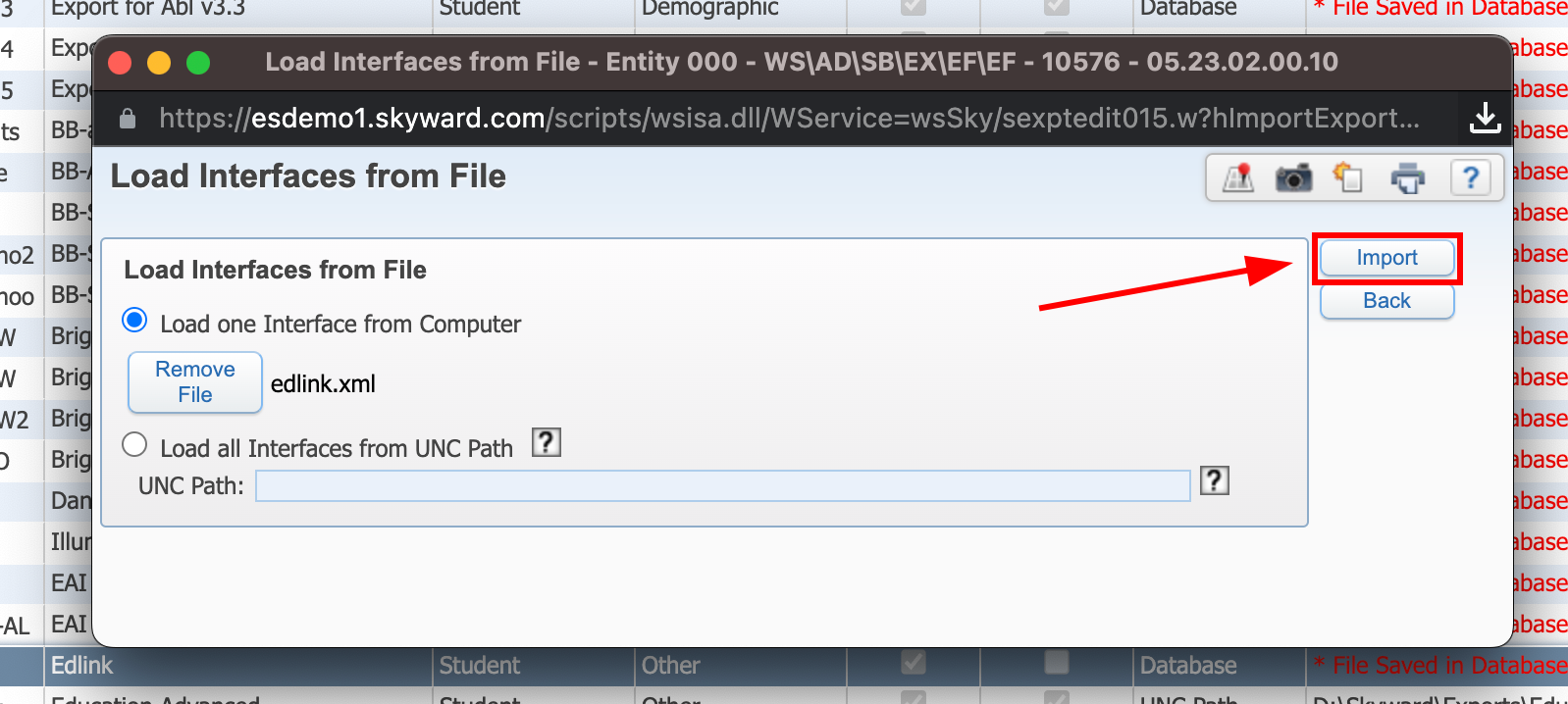 Skyward SMS Interface Import