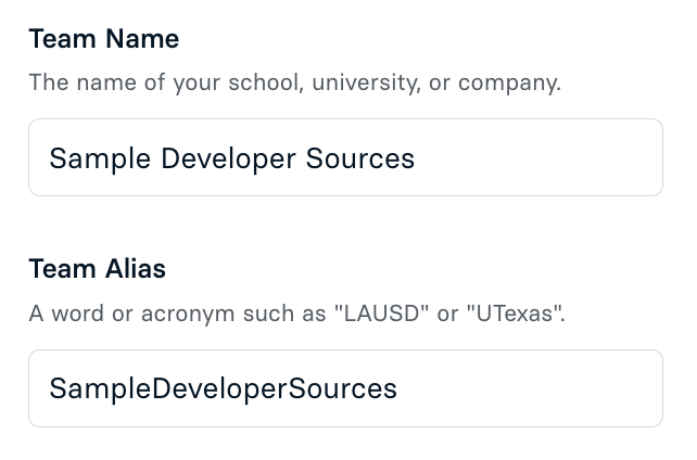 team name