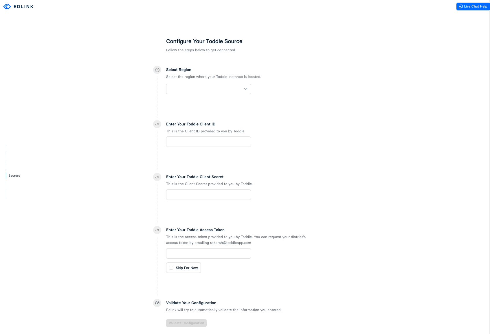 Toddle Integration Page