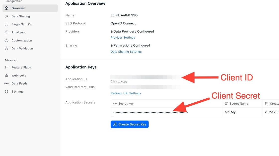 Client ID and Secret Key