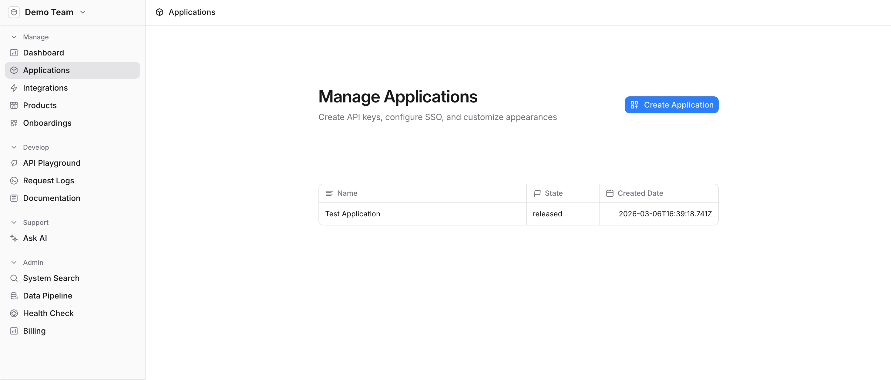 Applications tab in Edlink