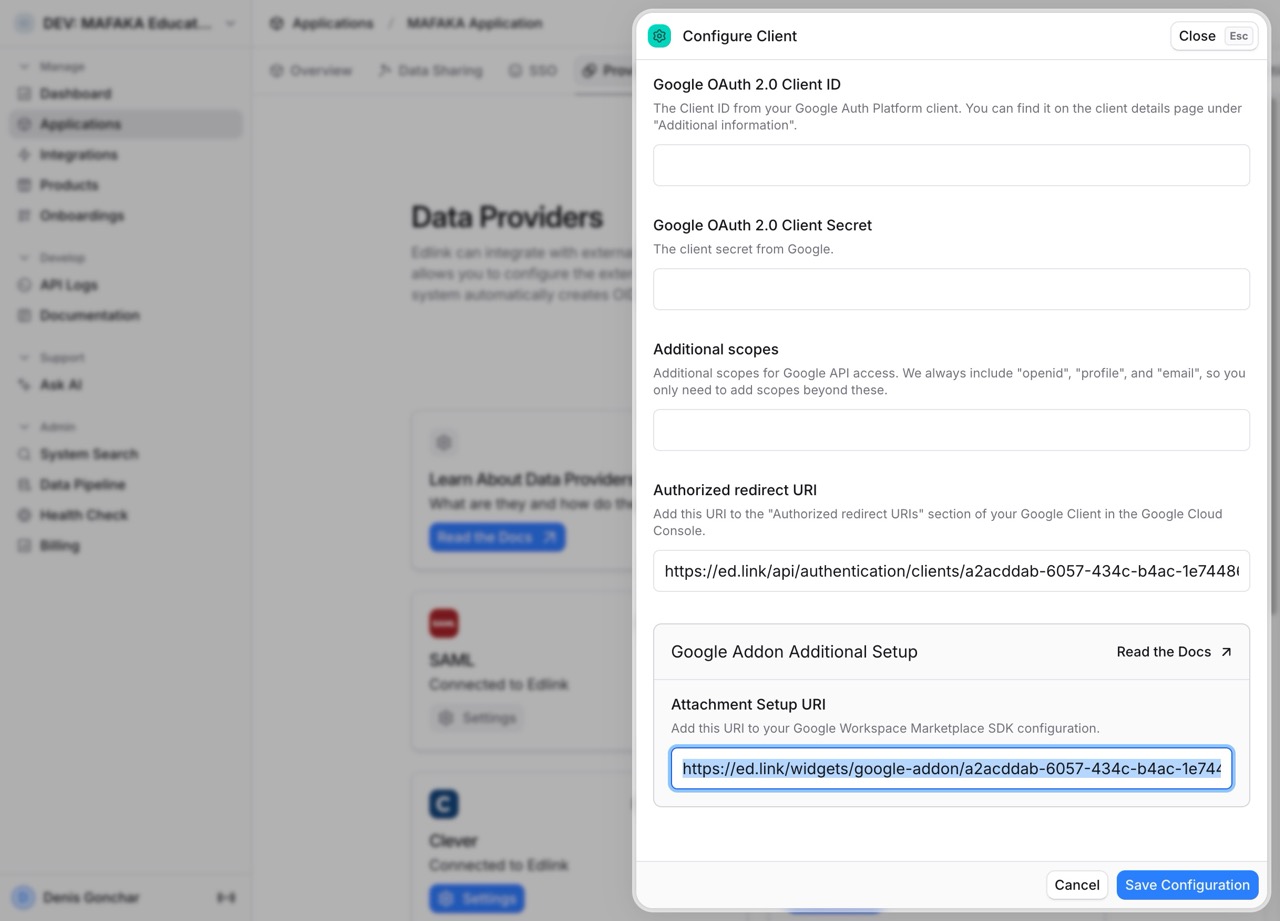 Edlink Copy Setup URI