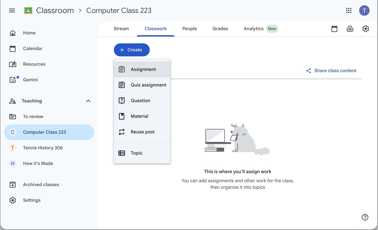 Teacher Creates Assignment