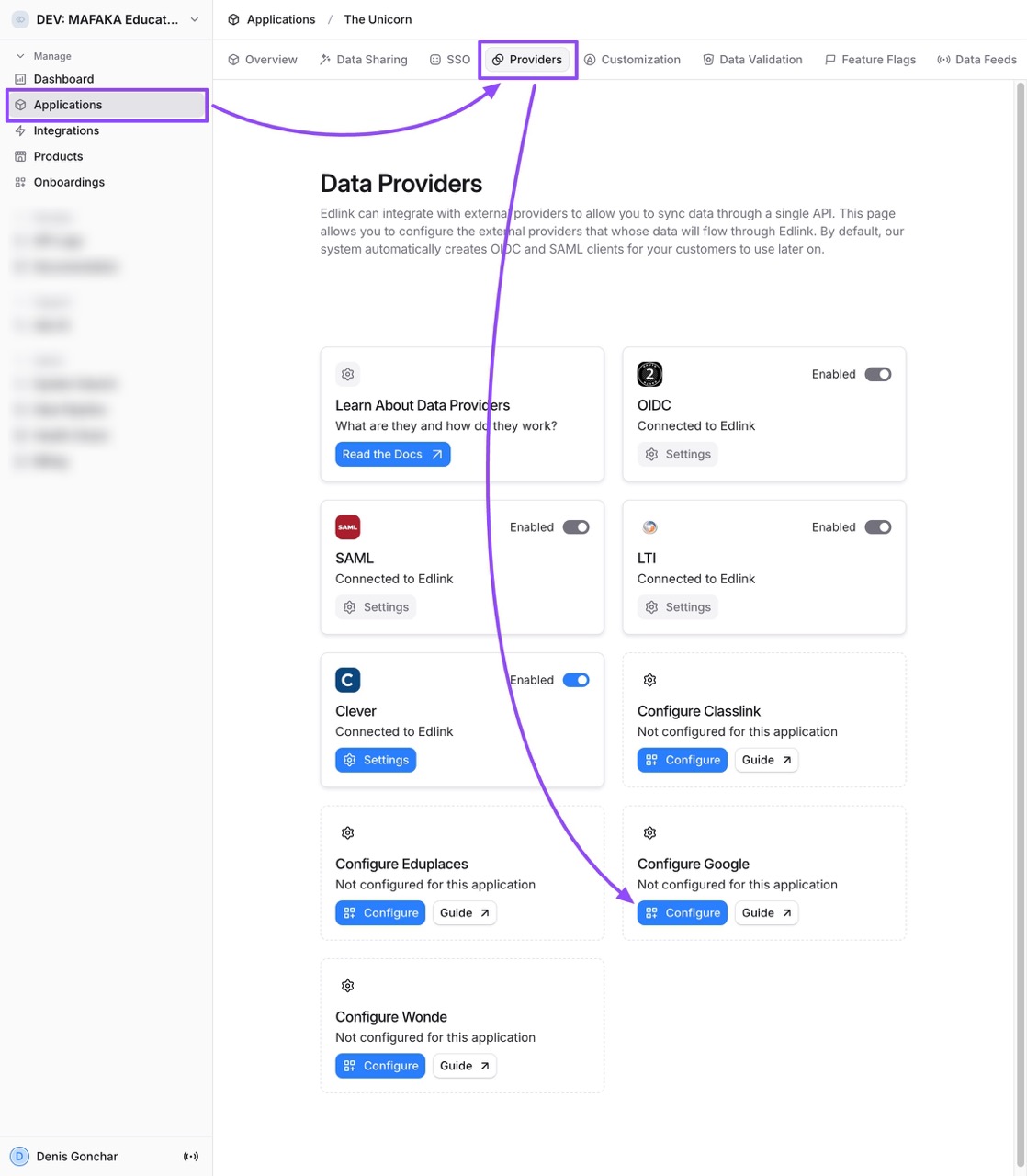 Edlink Google Provider Configuration