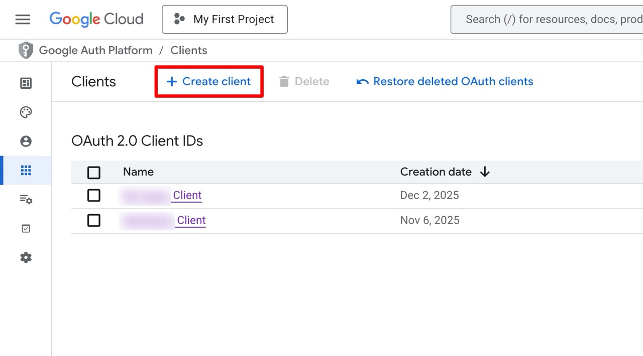 Google Connection Screen