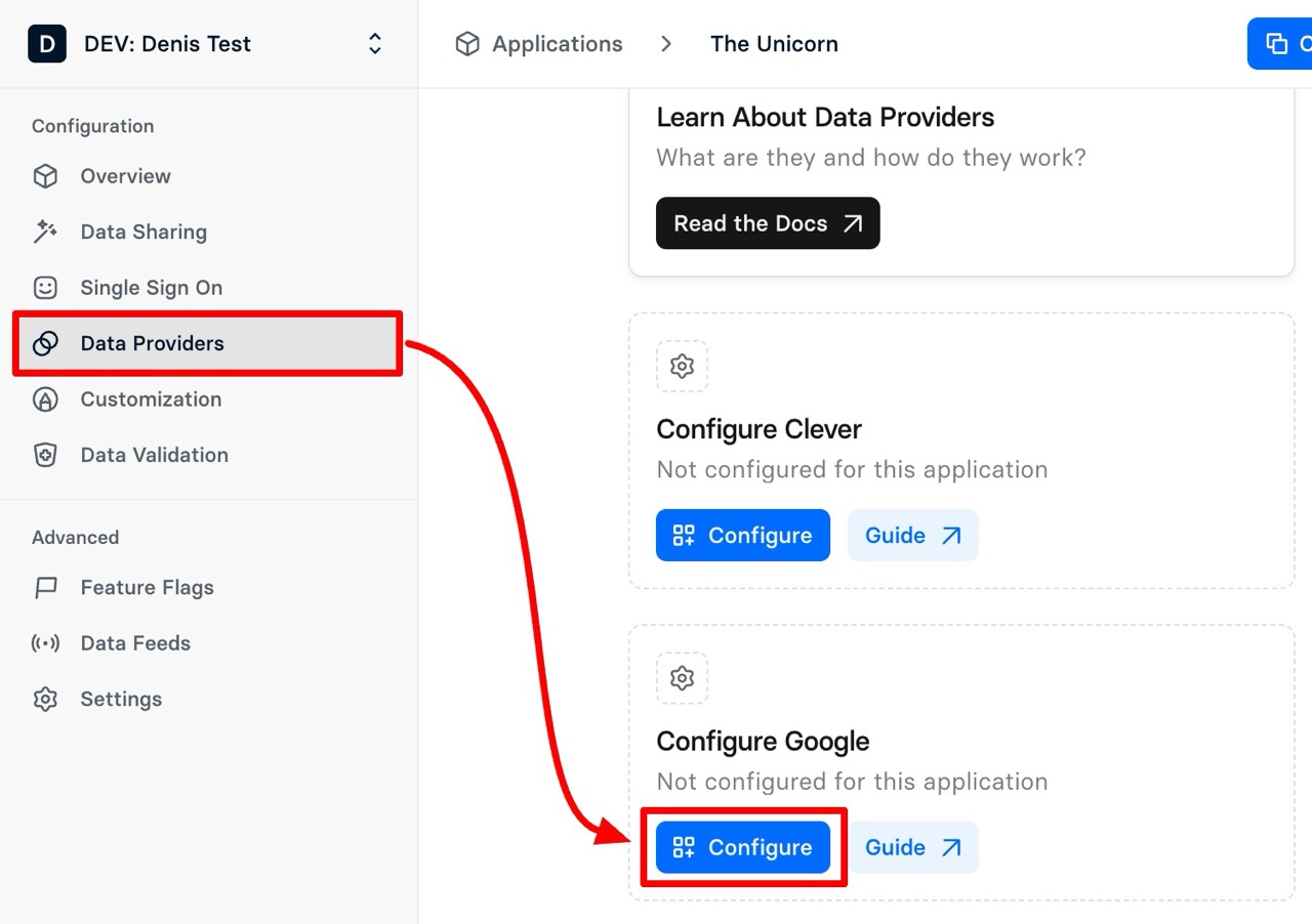 Google Connection Screen