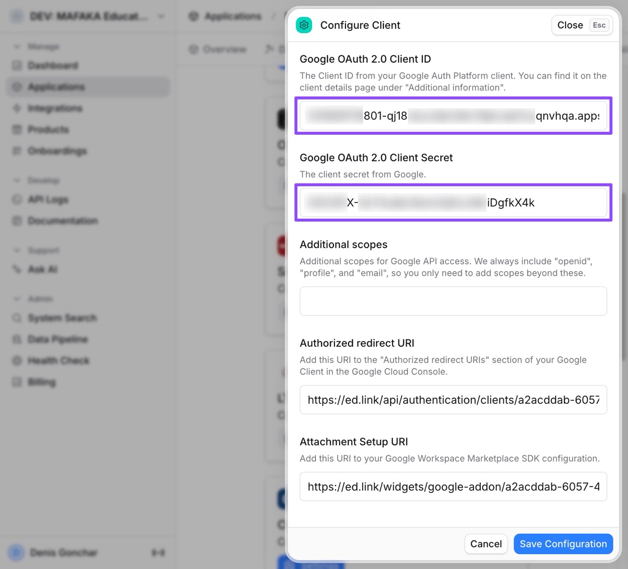 Edlink Paste ID and Secret
