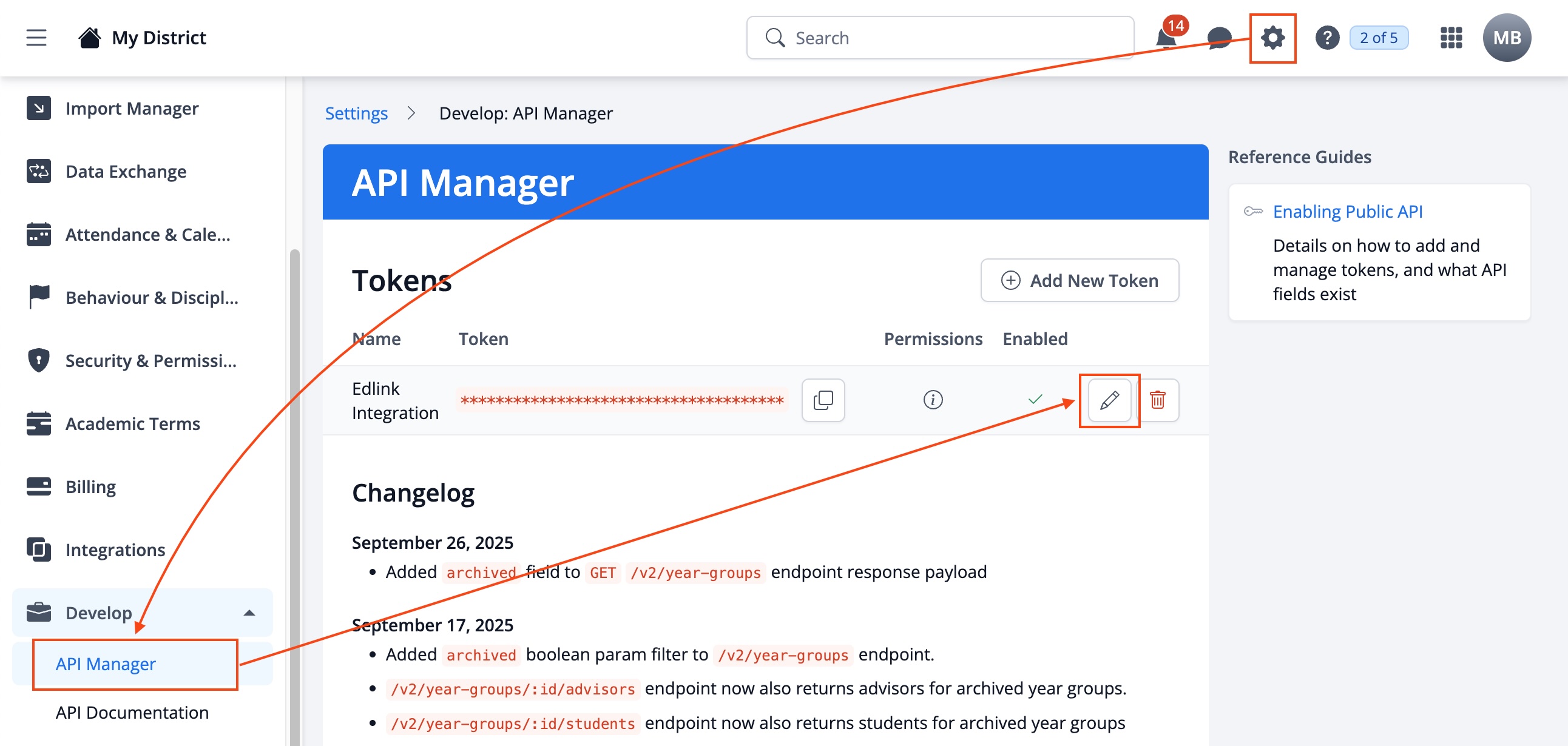 ManageBac API Manager Edit