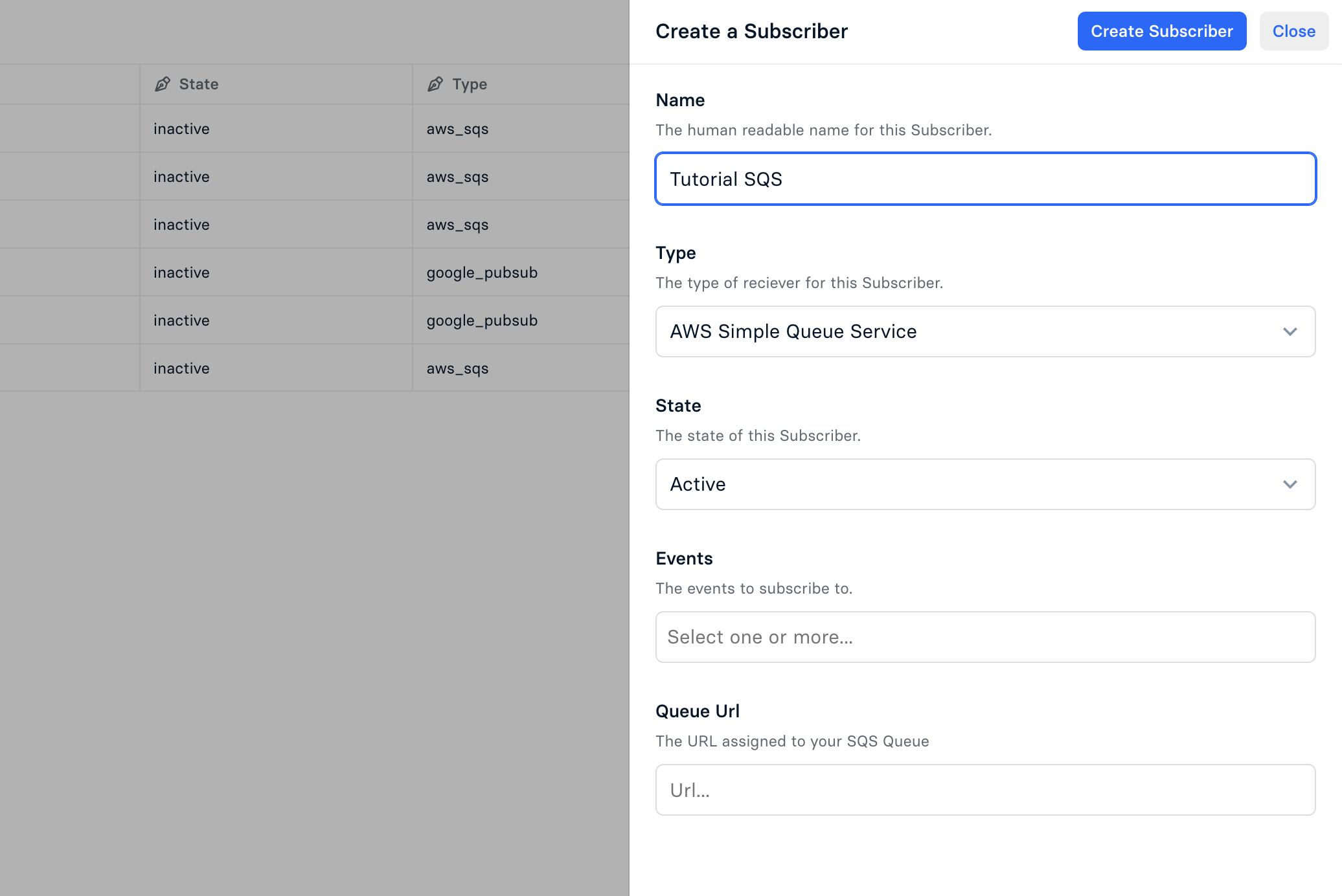 Create Subscriber
