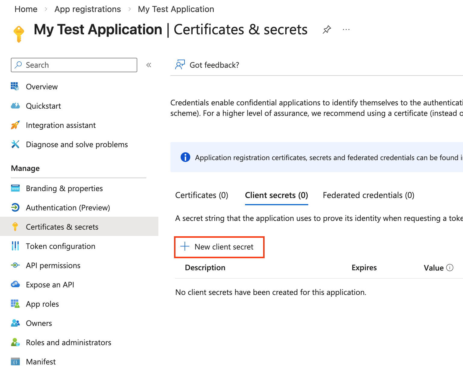 Creating a Client Secret for a Microsoft App Registration