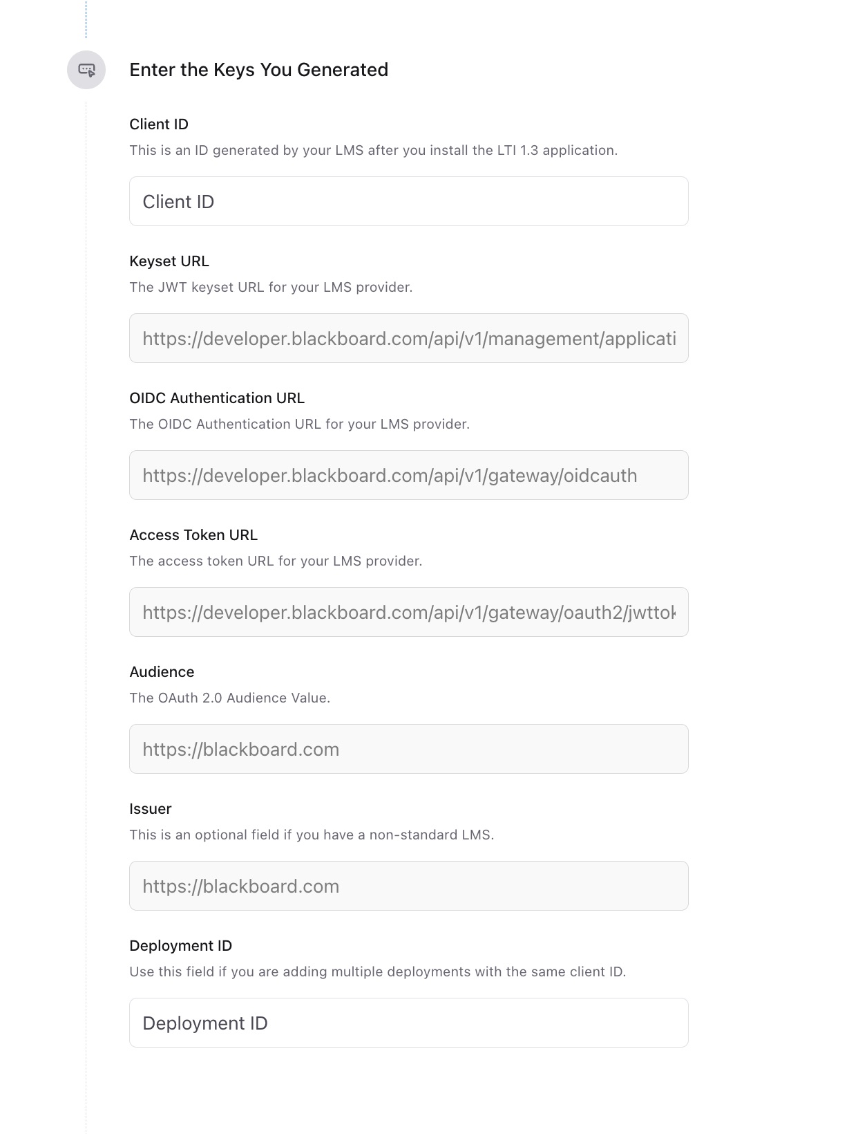 Paste the Client ID and Deployment ID into Edlink