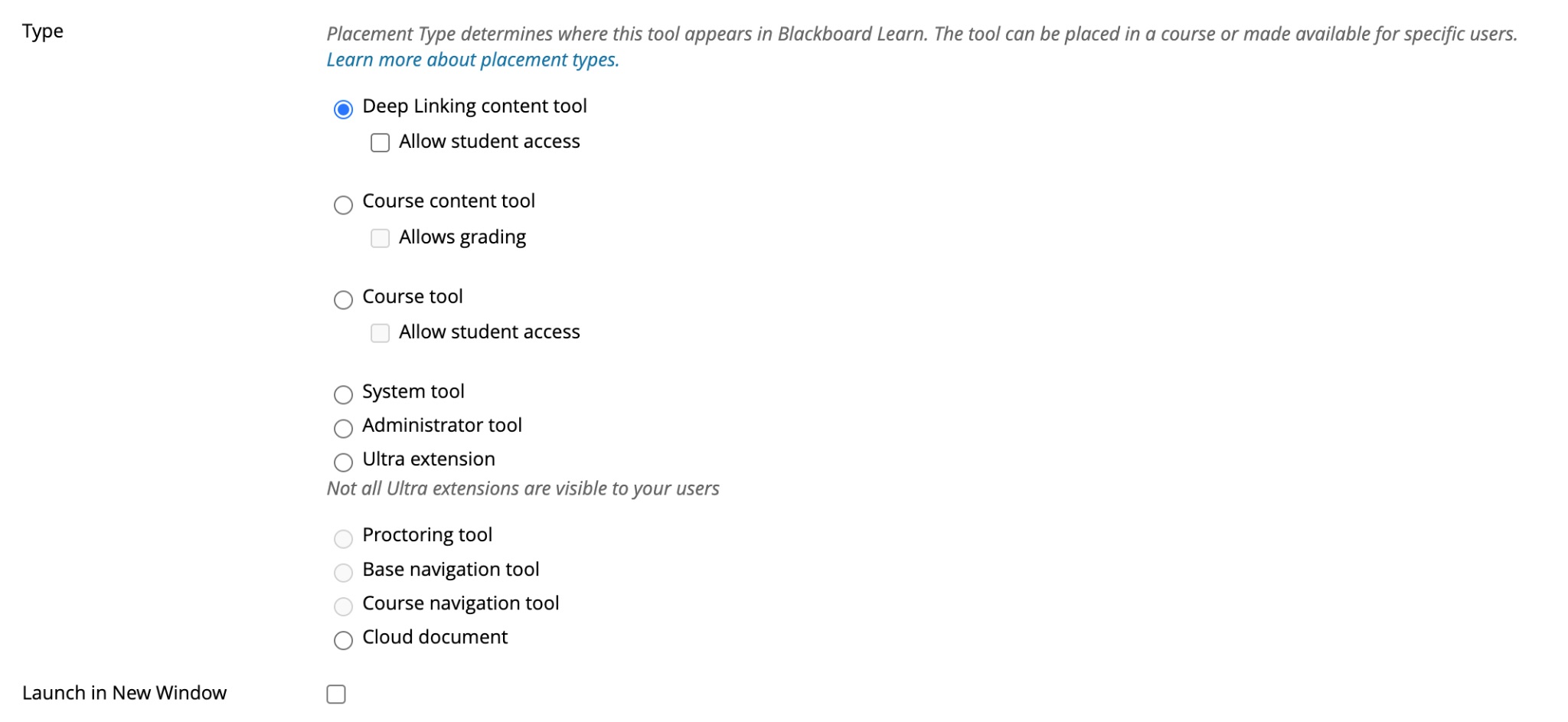 Choose Deep Linking Content Tool or Course Content Tool