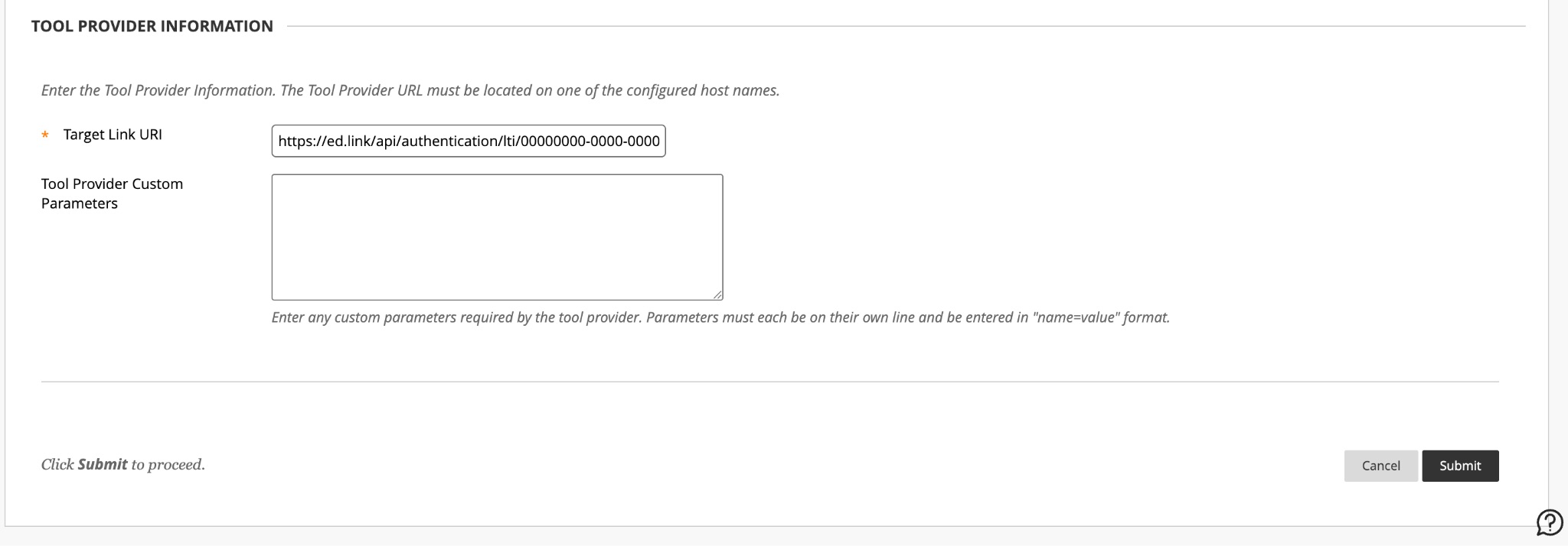 Paste the Target Link URI with /launch