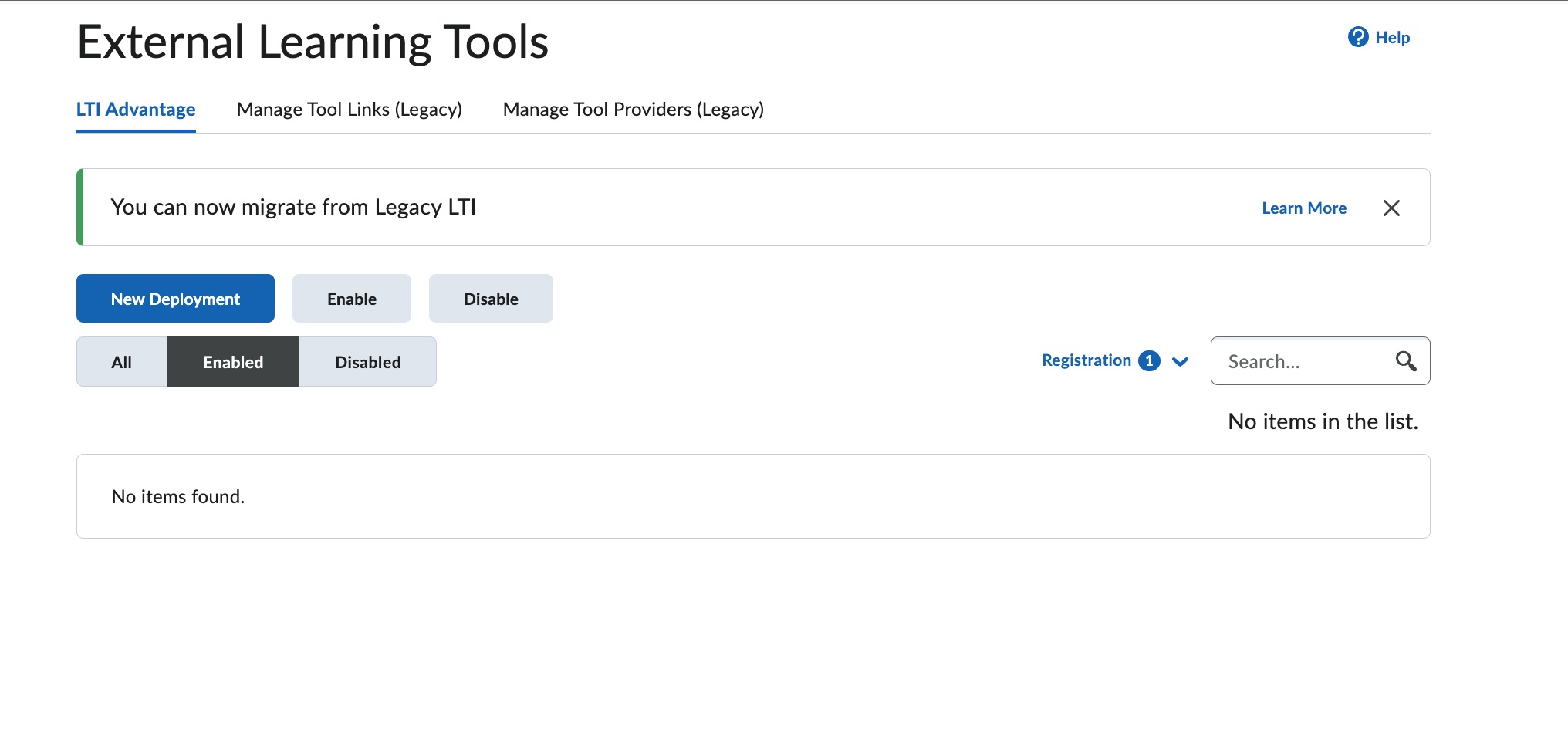 Create a new LTI deployment
