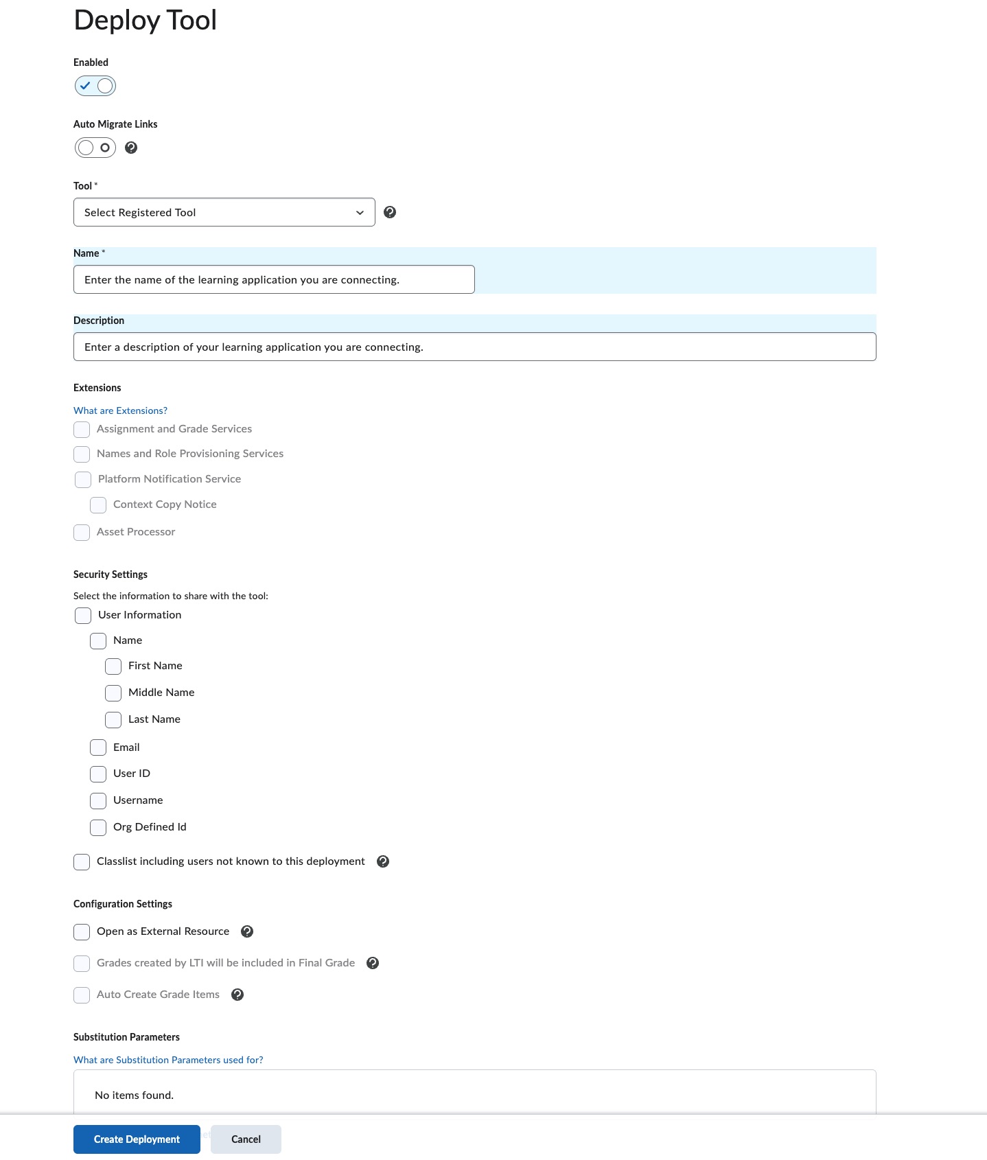 Fill out Brightspace deployment details