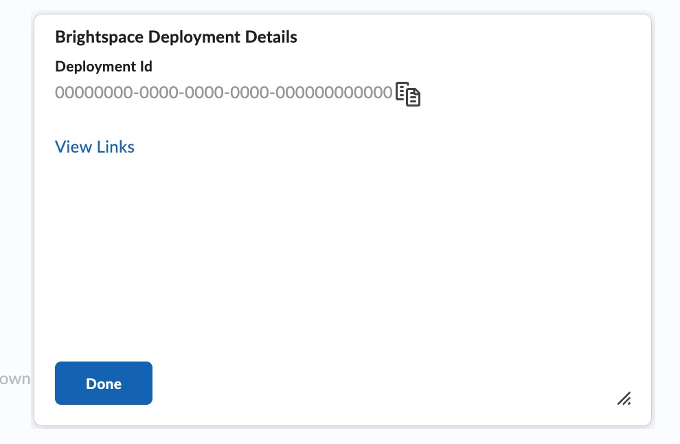Brightspace Deployment Details with Deployment ID