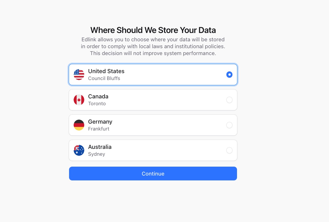 Choose a data storage region