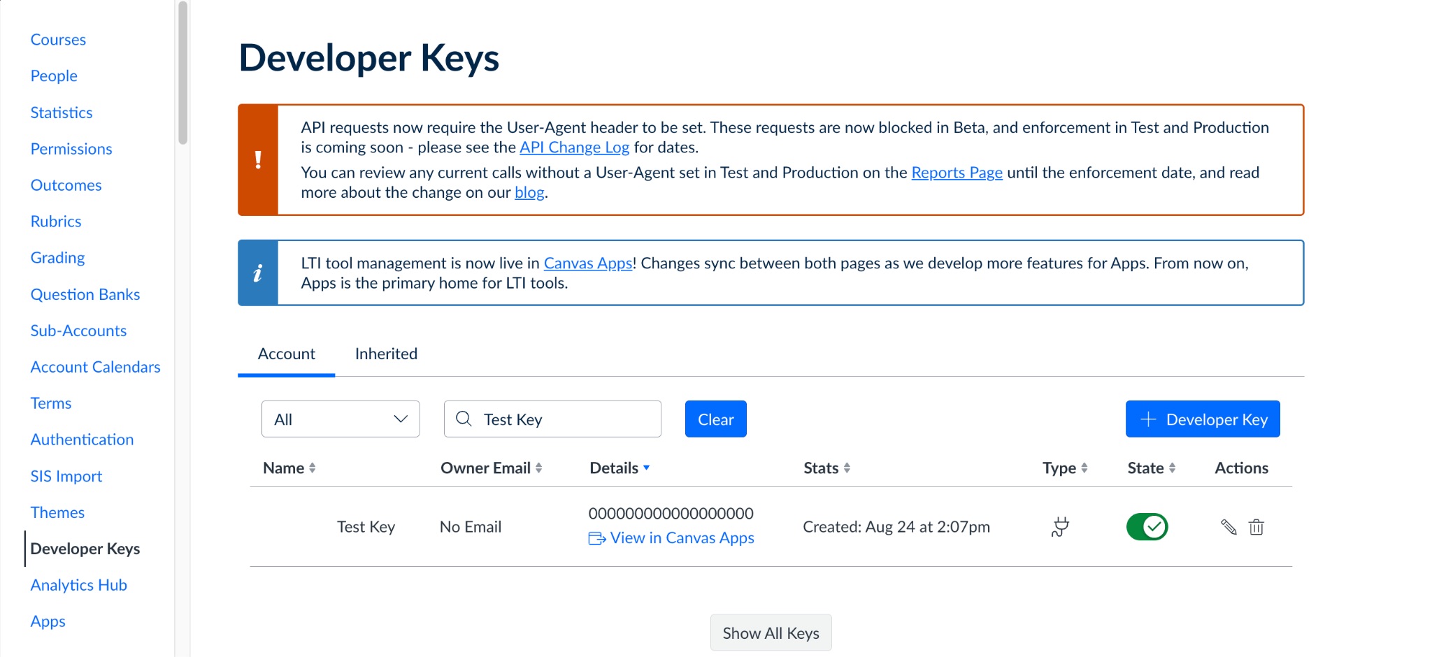 Turn the Developer Key state on