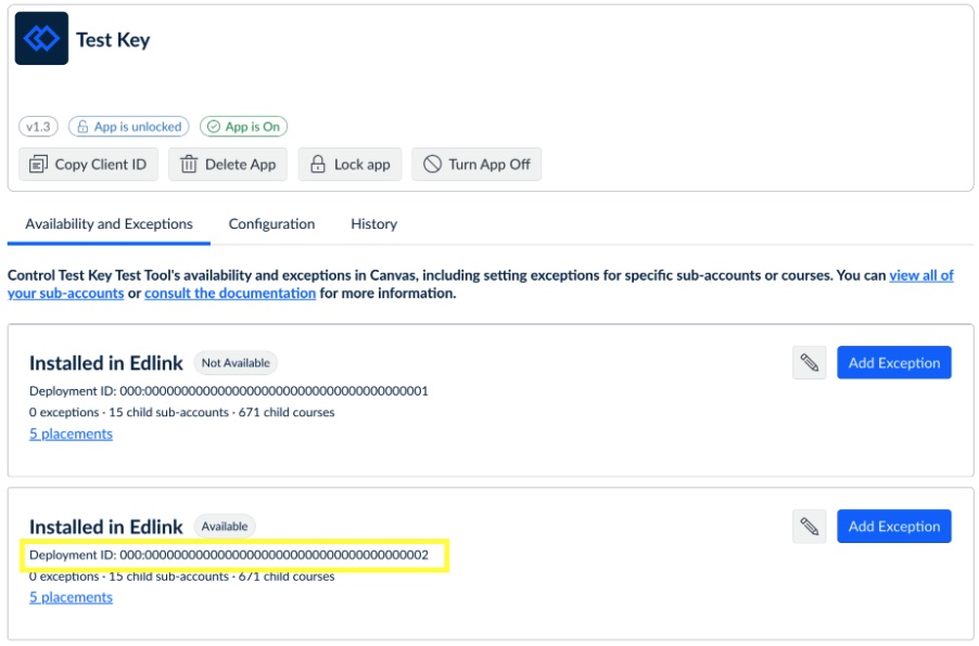 Copy the Deployment ID from the available installation