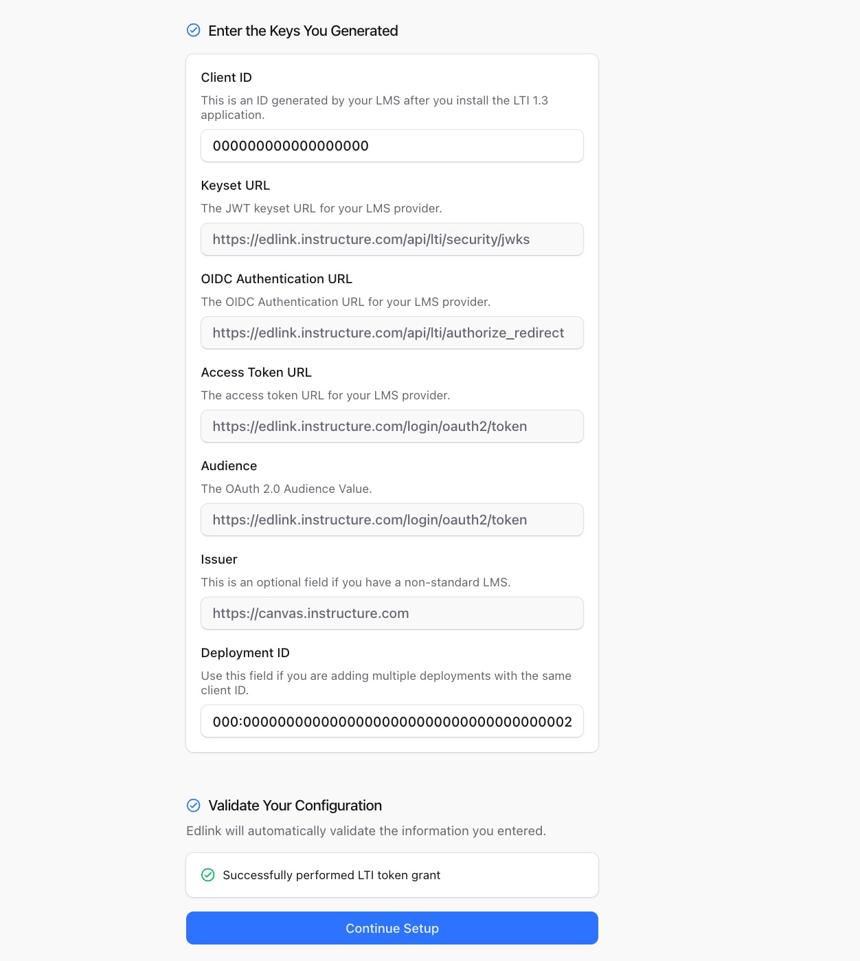 Paste the Deployment ID into Edlink