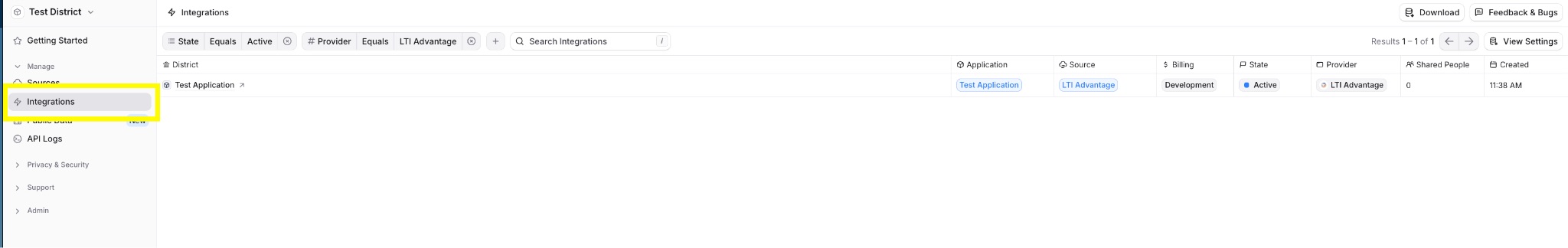 Open Integrations in the Edlink Dashboard