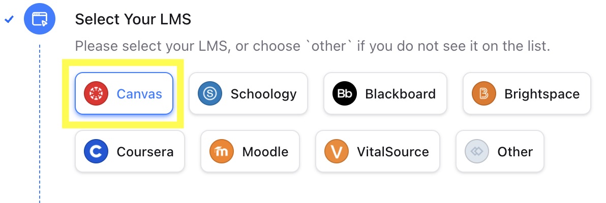 Select Canvas as the LMS