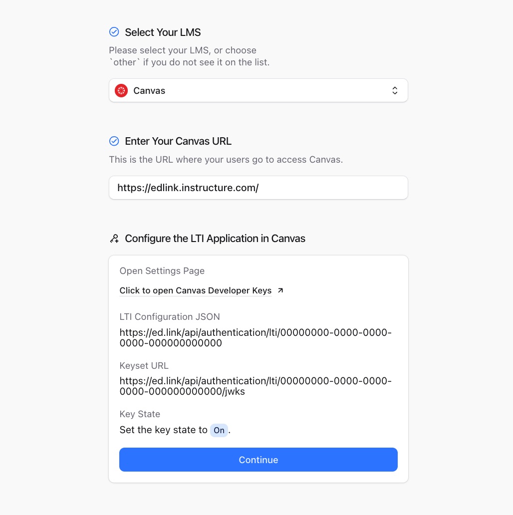 Enter the Canvas URL