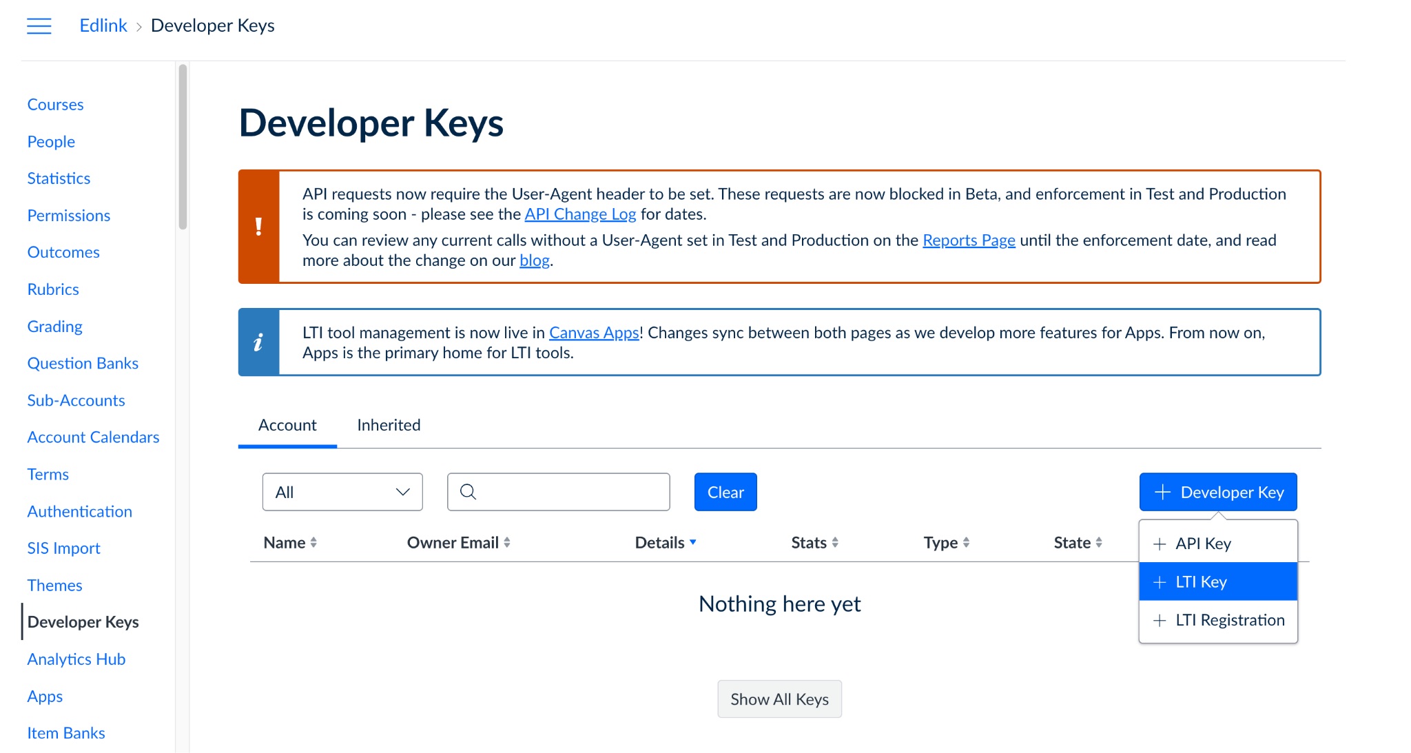 Create an LTI Developer Key in Canvas