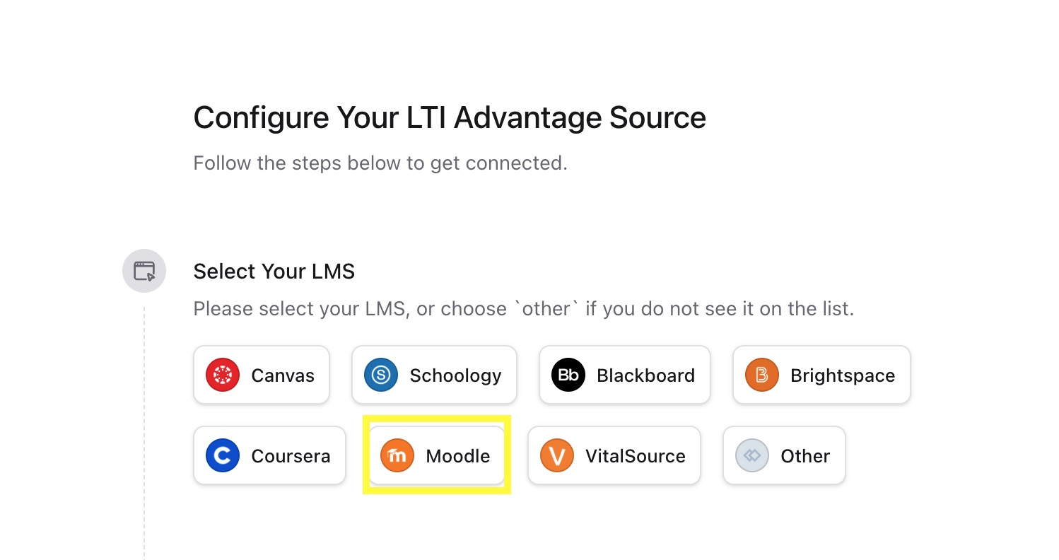 Select Moodle as the LMS
