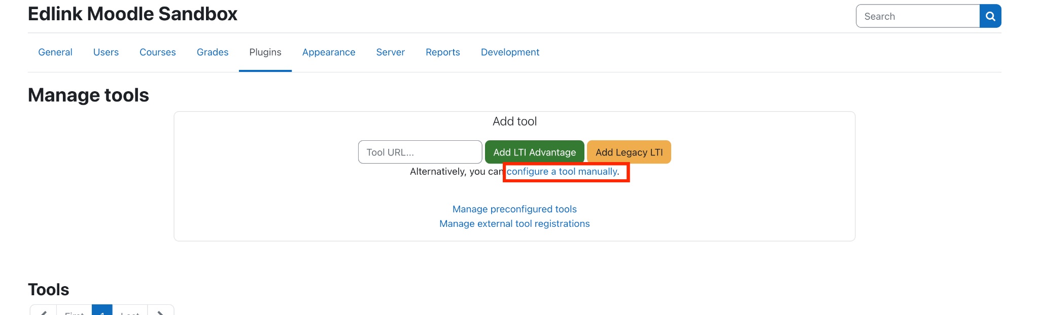 Configure a tool manually