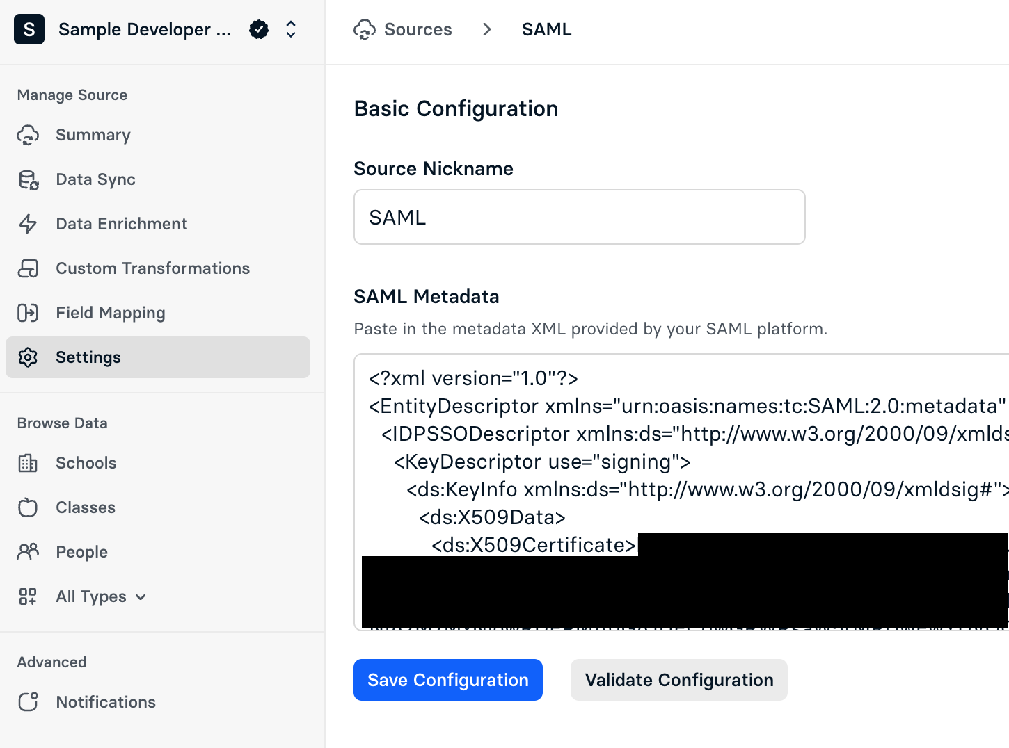 SAML Config